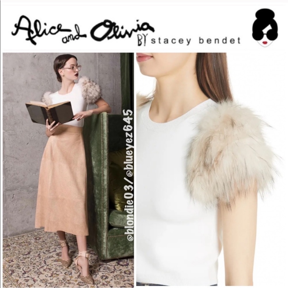 Alice+Olivia Ciara Sweater Rabbit & Fox Sleeves XS